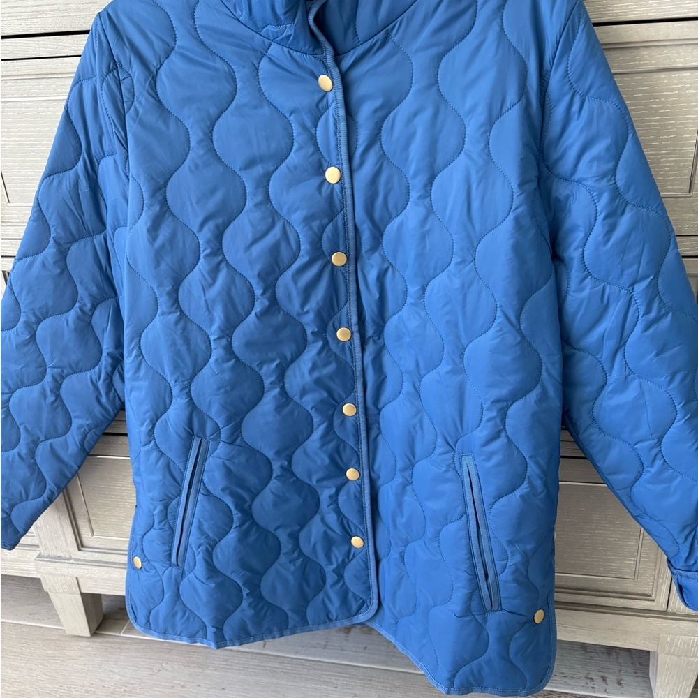 Coldwater Creek Blue Quilted Puffer Jacket